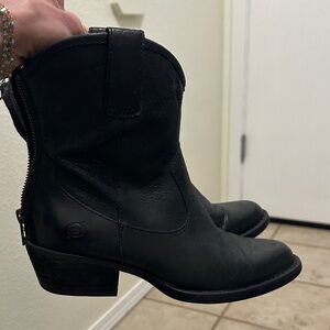 Born Black Leather Ankle Boots